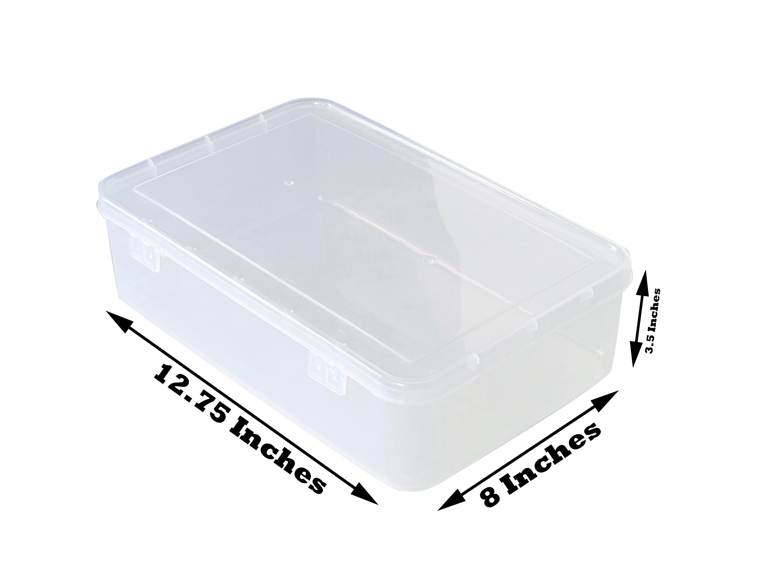 Clear Plastic Extra Large Storage Box Size 12.75x8x3.5 Inches