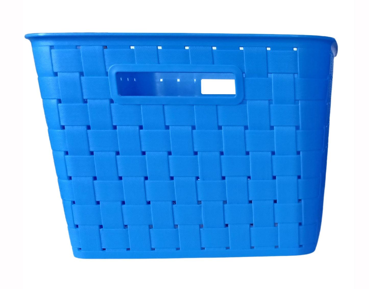 Plastic Checkered Extra Large Storage Baskets without lid Ocean Blue Colour side view
